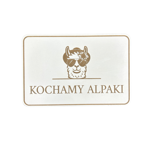 Tabliczka alpaka KOCHAMY ALPAKI 15 CM biała HDF