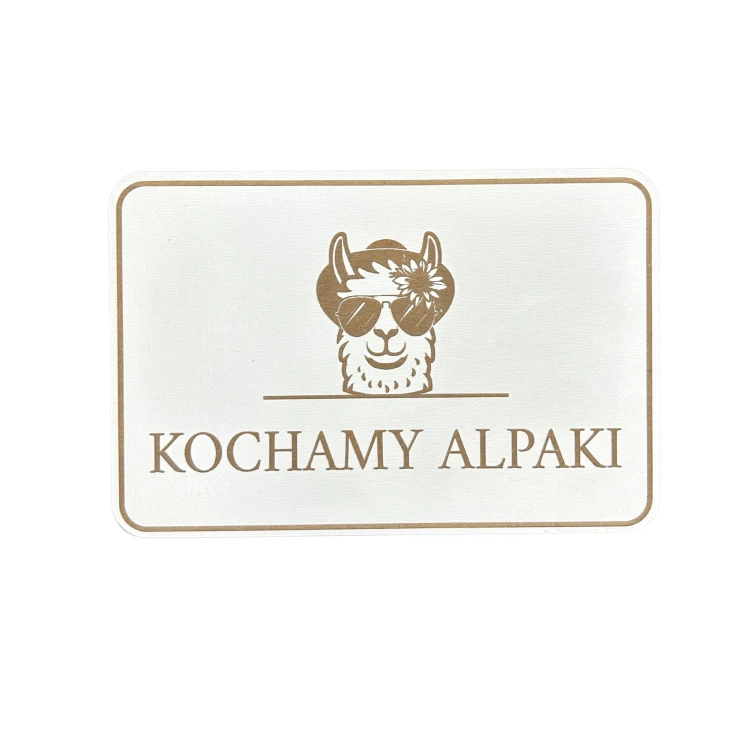 Tabliczka alpaka KOCHAMY ALPAKI 15 CM biała HDF