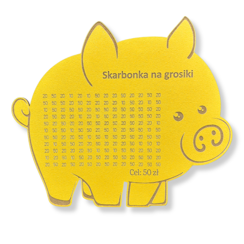 Świnka skarbonka na GROSIKI cel 50 zł ŻÓŁTA
