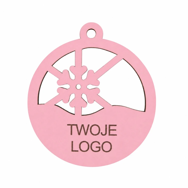 Bombka z logo firmy - Różowy HDF - P0544