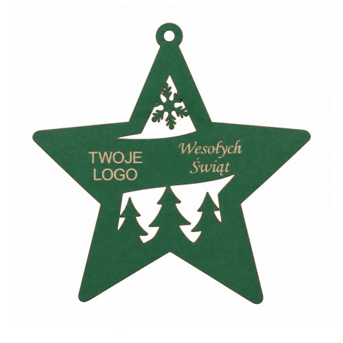 Gwiazdka z logo firmy - Zielony HDF - P0543