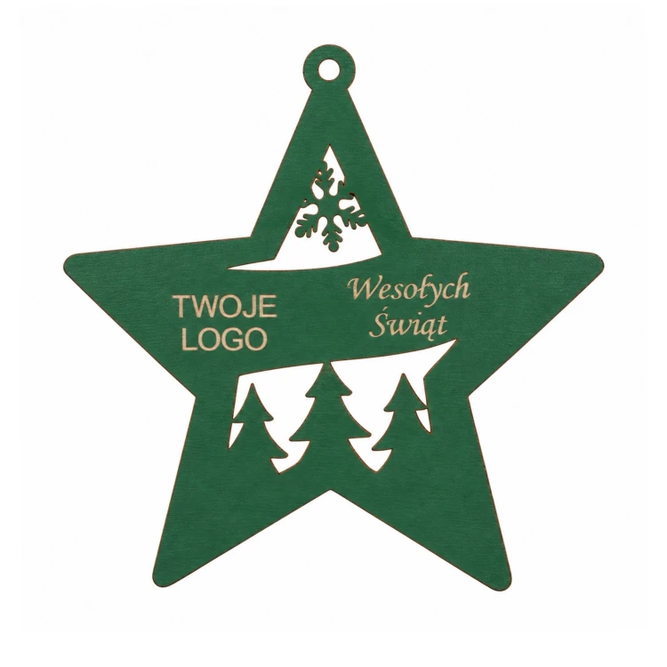 Gwiazdka z logo firmy - Zielony HDF - P0543