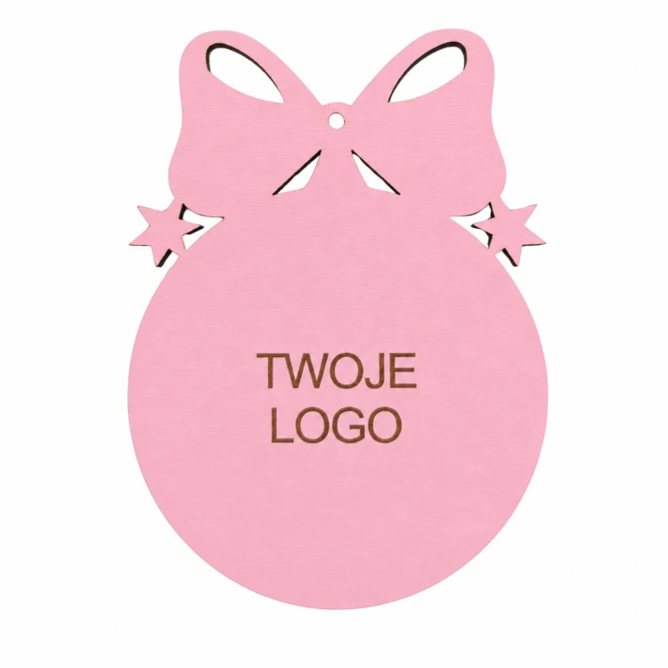 Bombka z logo firmy - Różowy HDF - P0545