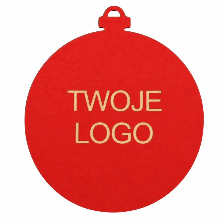 Bombka z logo firmy - Czerwony HDF - P0548