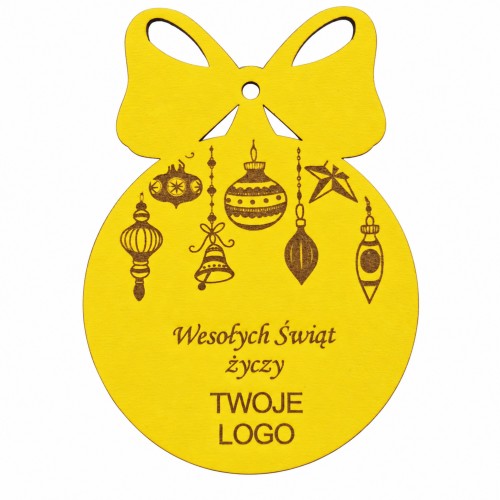 Bombka z logo firmy - Żółty HDF - P0547