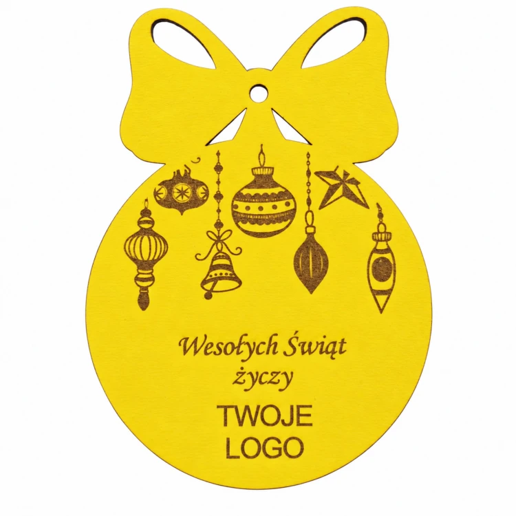 Bombka z logo firmy - Żółty HDF - P0547