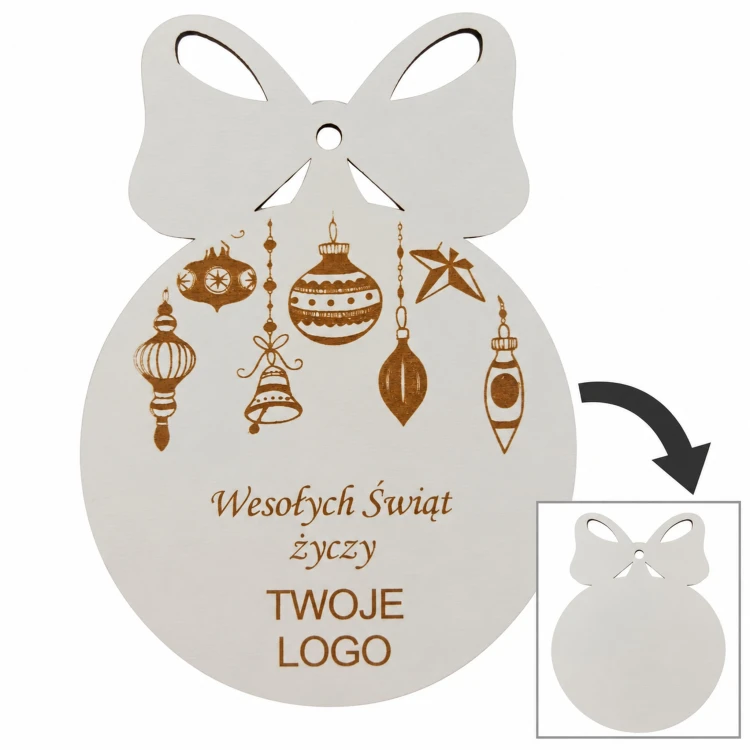 Bombka z logo firmy - Biały dwustronny HDF - P0547