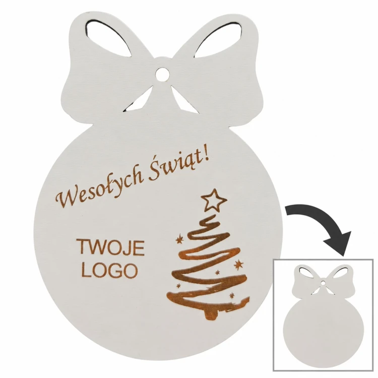 Bombka z logo firmy - Biały dwustronny HDF - P0549