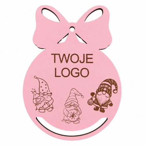 Bombka z logo firmy - Różowy HDF - P0551