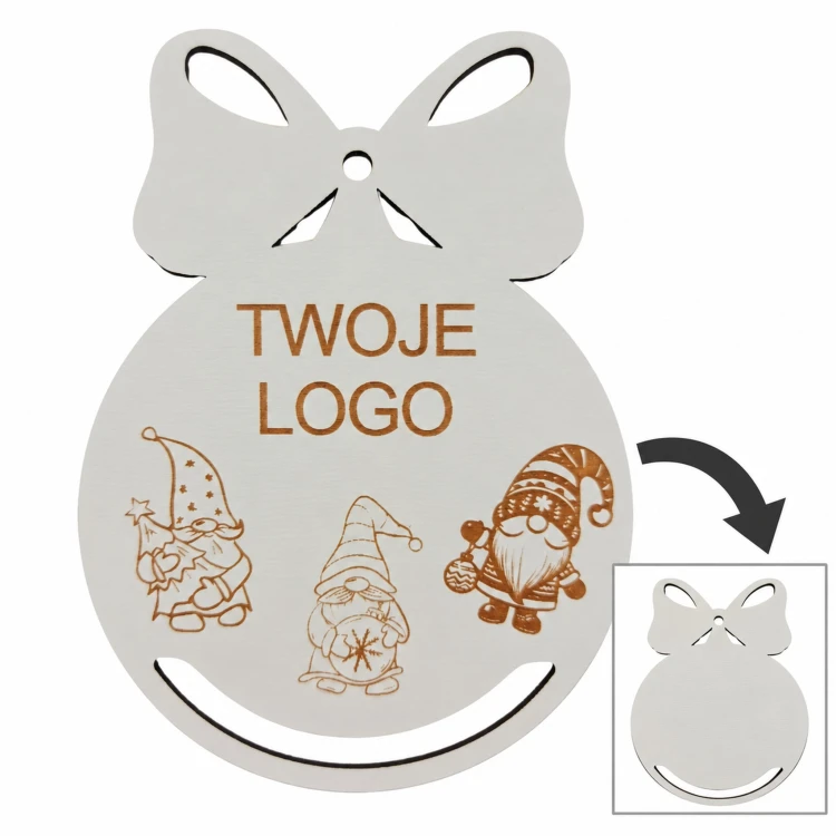 Bombka z logo firmy - Biały dwustronny HDF - P0551