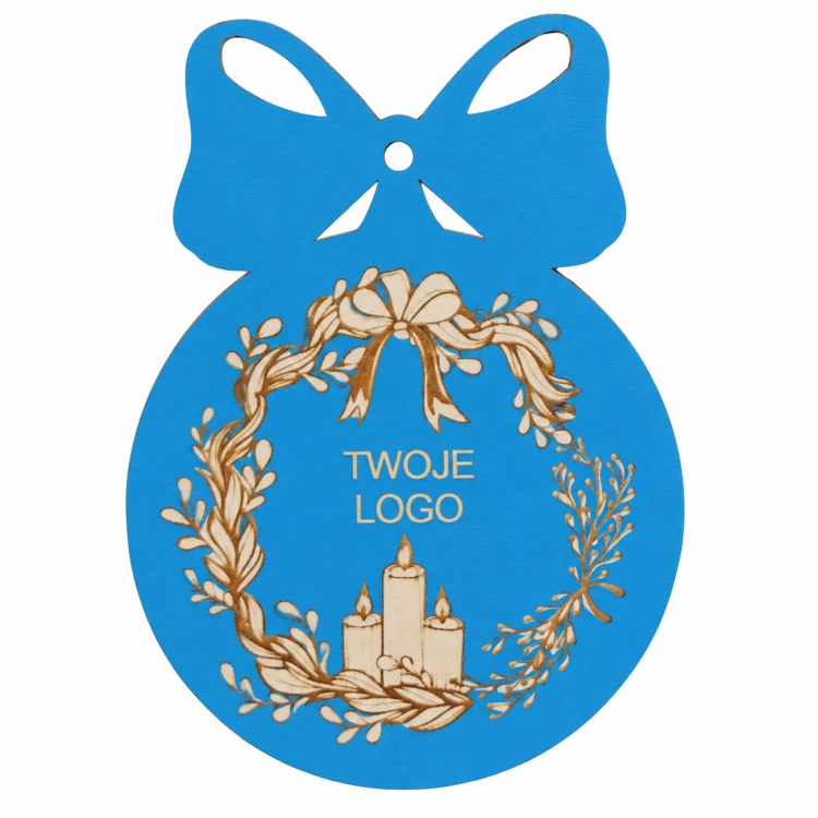 Bombka z logo firmy - Niebieski HDF - P0550