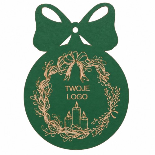 Bombka z logo firmy - Zielony HDF - P0550