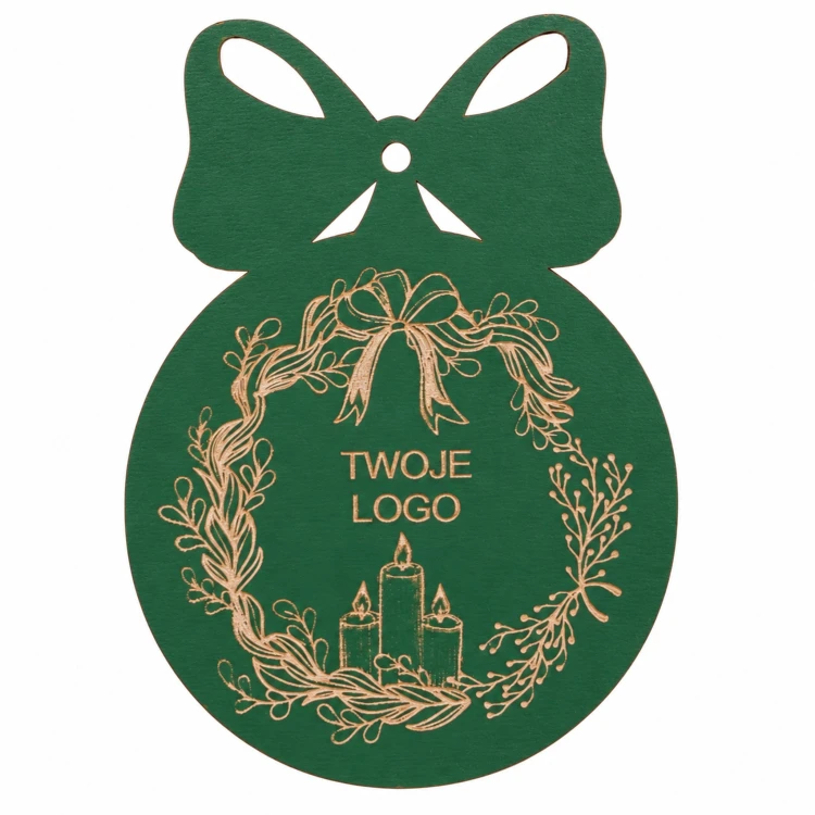 Bombka z logo firmy - Zielony HDF - P0550