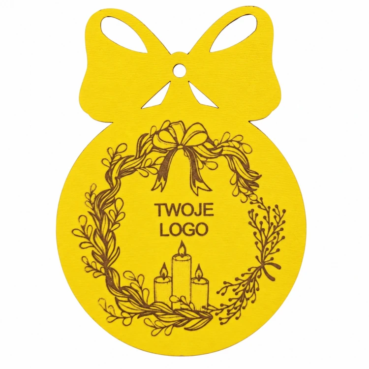 Bombka z logo firmy - Żółty HDF - P0550