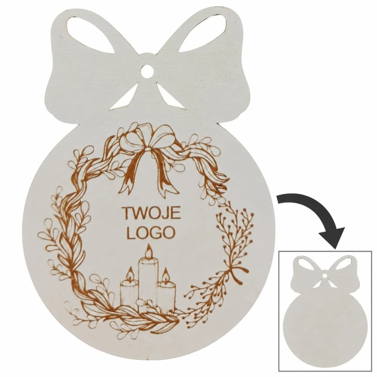 Bombka z logo firmy - Biały dwustronny HDF - P0550