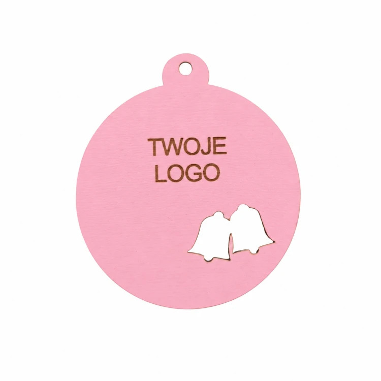 Bombka z logo firmy - Różowy HDF - P0556