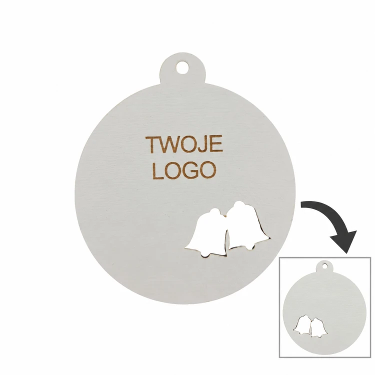 Bombka z logo firmy - Biały dwustronny HDF - P0556