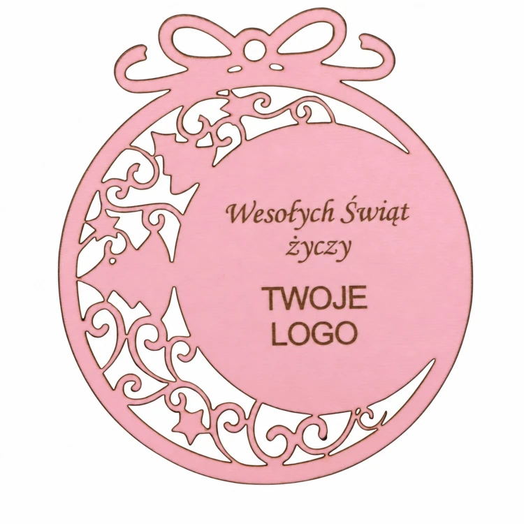 Bombka z logo firmy - Różowy HDF - P0557