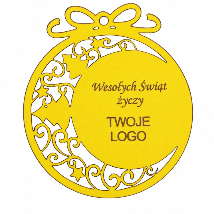 Bombka z logo firmy - Żółty HDF - P0557