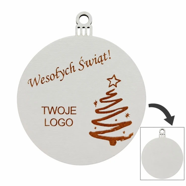 Bombka z logo firmy - Biały dwustronny HDF - P0560
