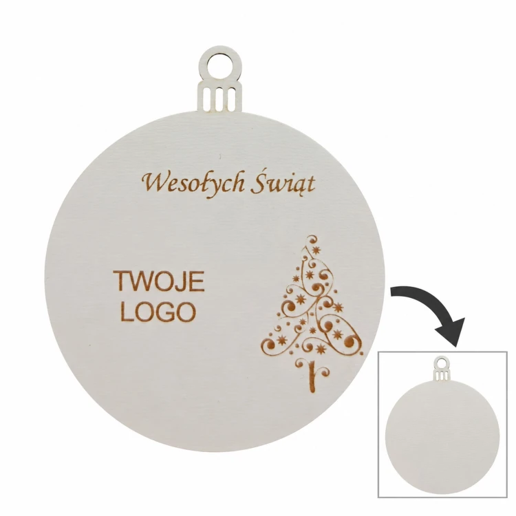 Bombka z logo firmy - Biały dwustronny HDF - P0561