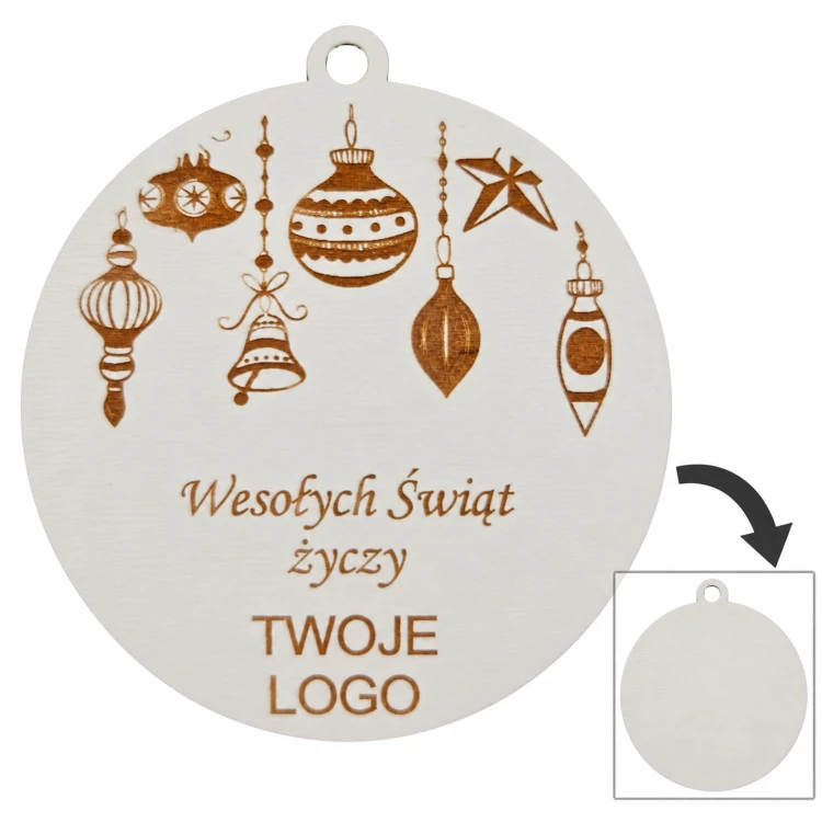Bombka z logo firmy - Biały dwustronny HDF - P0562