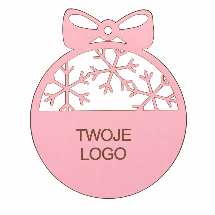 Bombka z logo firmy - Różowy HDF - P0563
