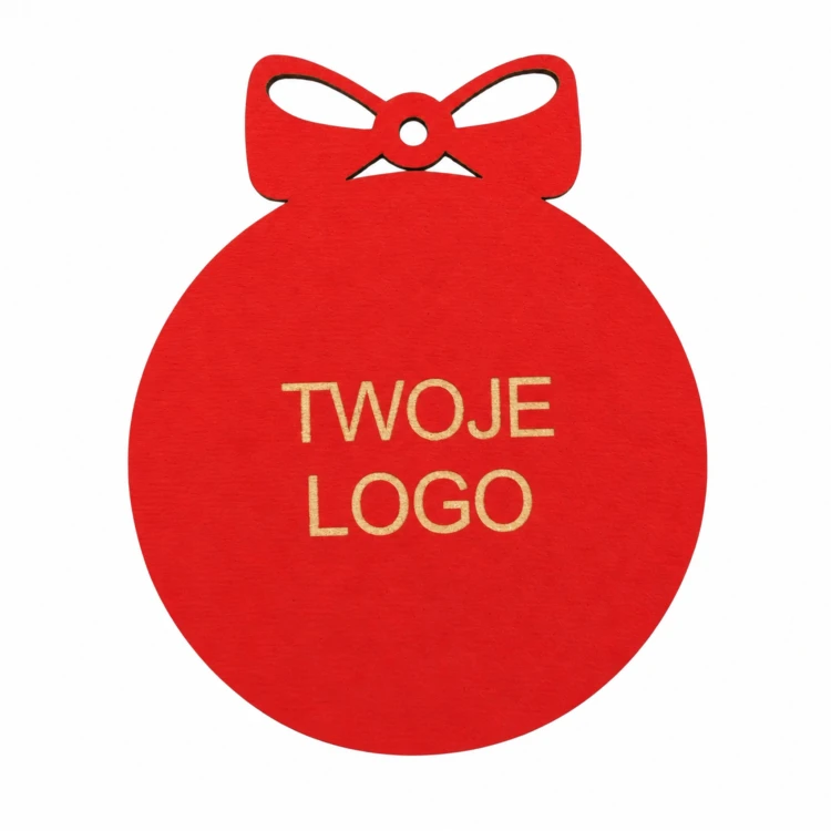 Bombka z logo firmy - Czerwony HDF - P0565