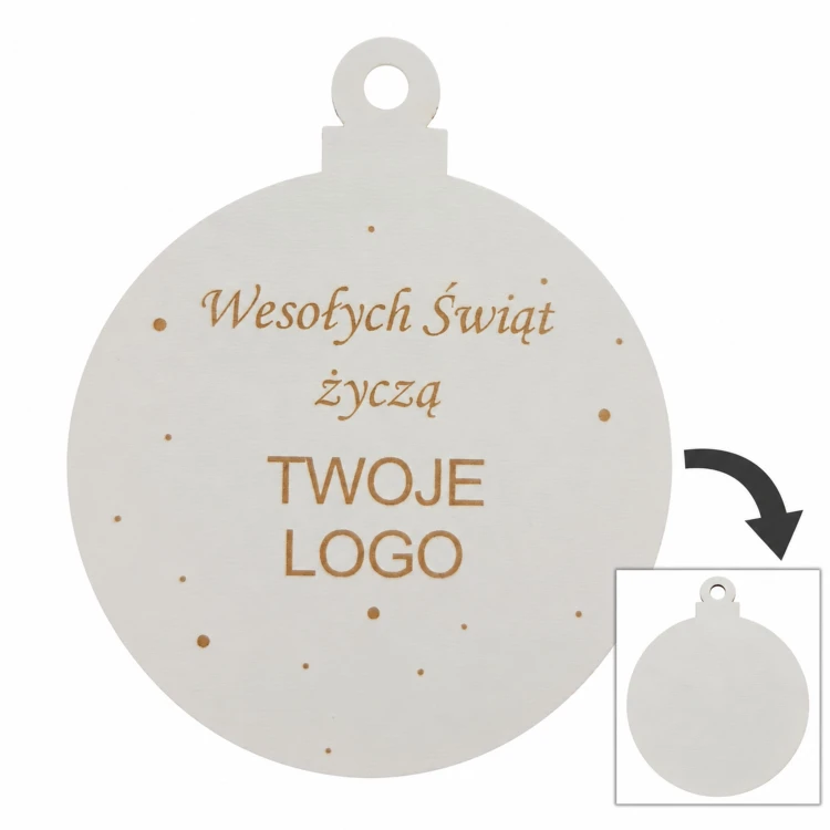 Bombka z logo firmy - Biały dwustronny HDF - P0566