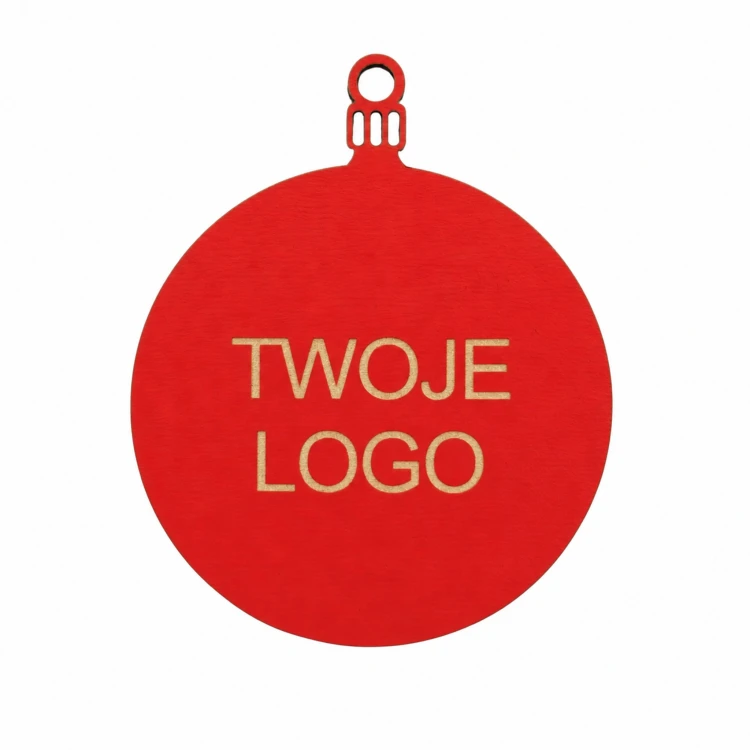 Bombka z logo firmy - Czerwony HDF - P0568