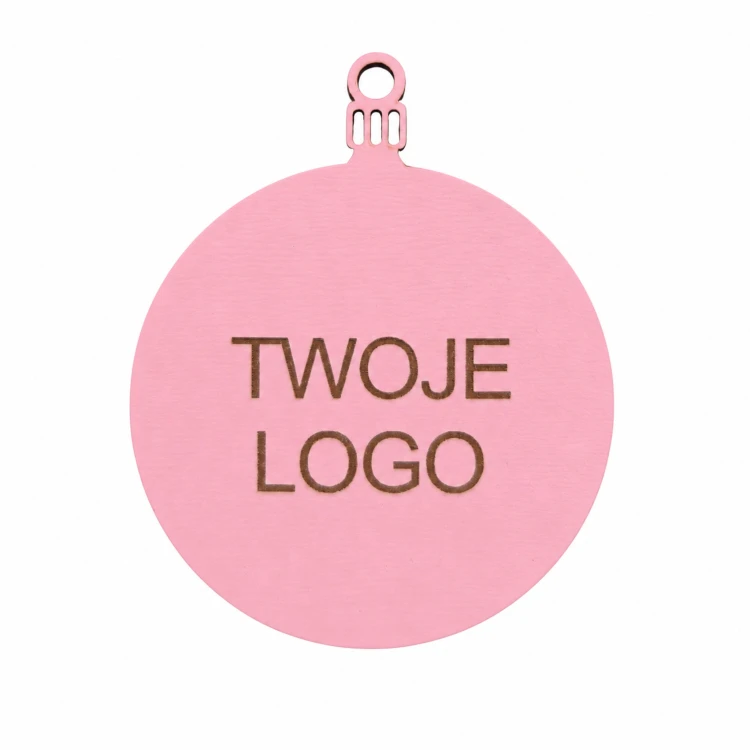 Bombka z logo firmy - Różowy HDF - P0568
