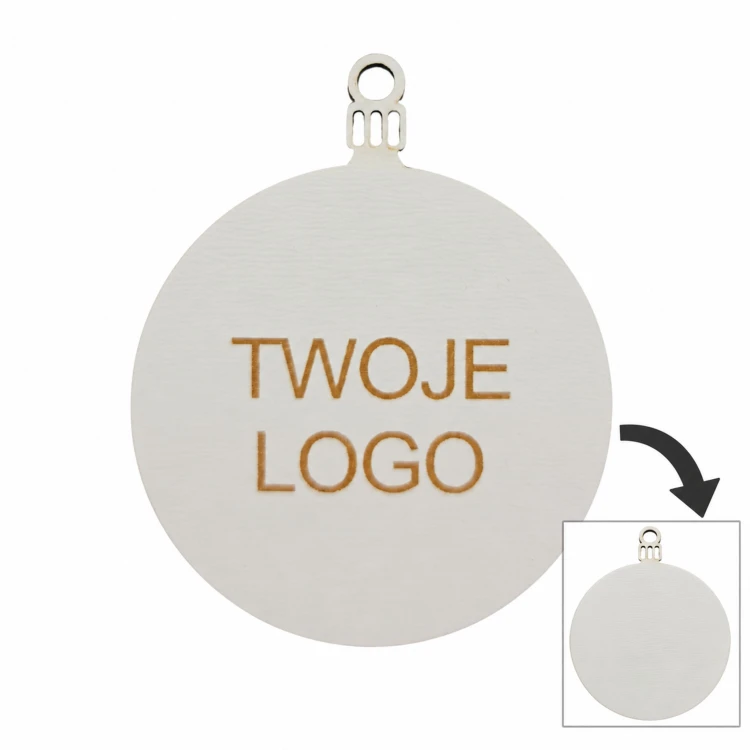 Bombka z logo firmy - Biały dwustronny HDF - P0568
