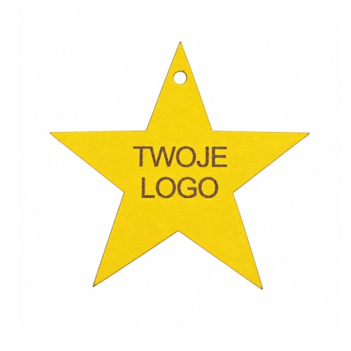 Gwiazdka z logo firmy - Żółty HDF - P0569