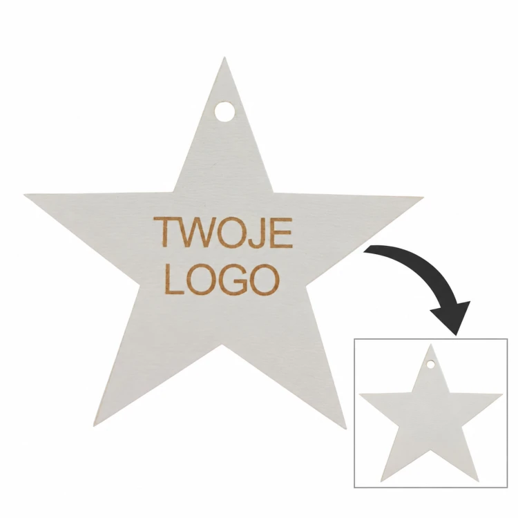 Gwiazdka z logo firmy - Biały dwustronny HDF - P0569