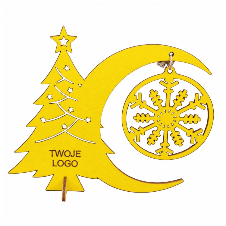 Choinka z logo firmy - Żółty HDF - P0572