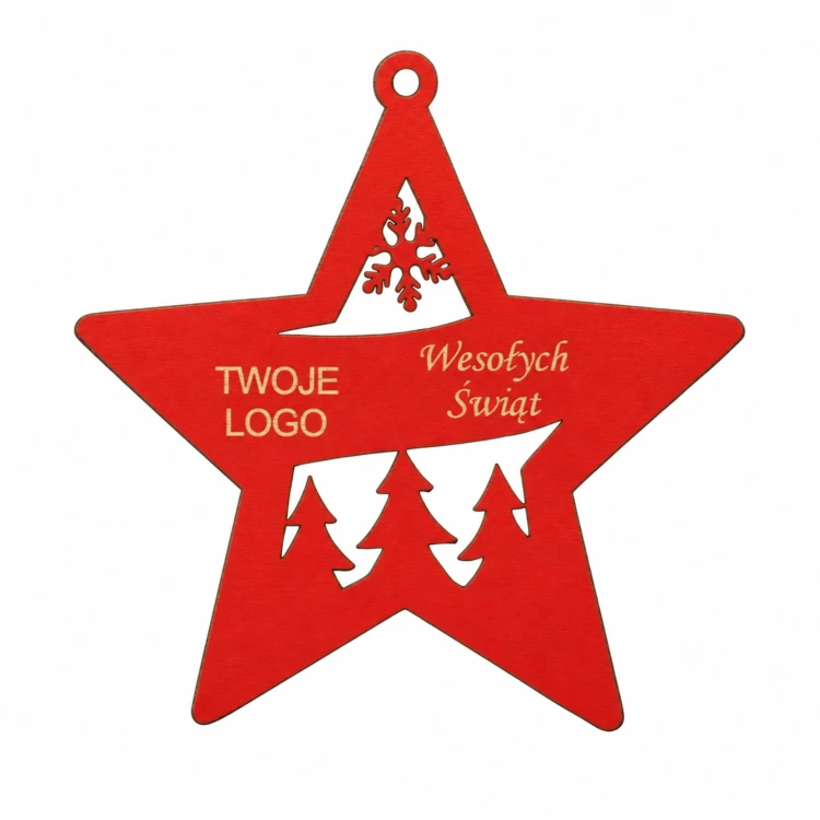 Gwiazdka z logo firmy - Czerwony HDF - P0543