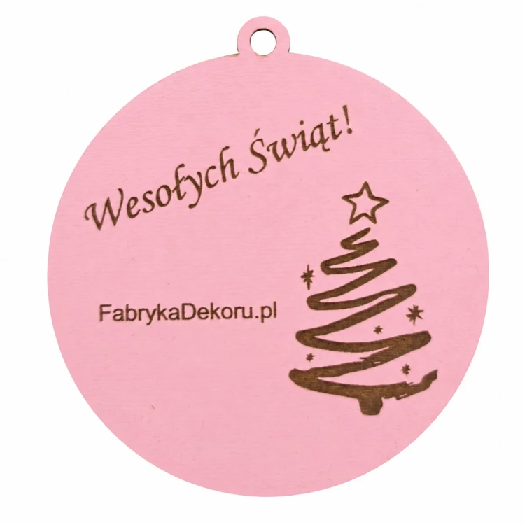 Bombka z logo firmy - Różowy HDF - P0575