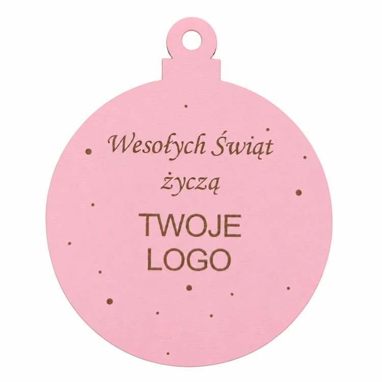 Bombka z logo firmy - Różowy HDF - P0566
