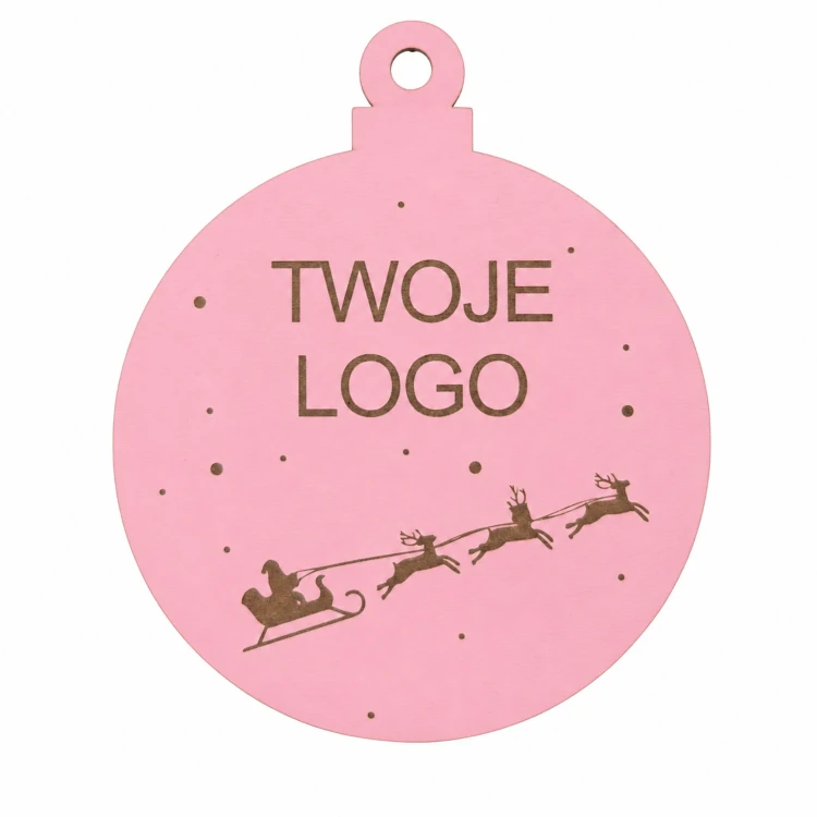 Bombka z logo firmy - Różowy HDF - P0564