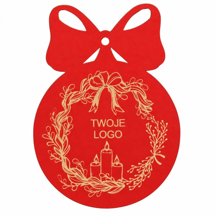 Bombka z logo firmy - Czerwony HDF - P0550