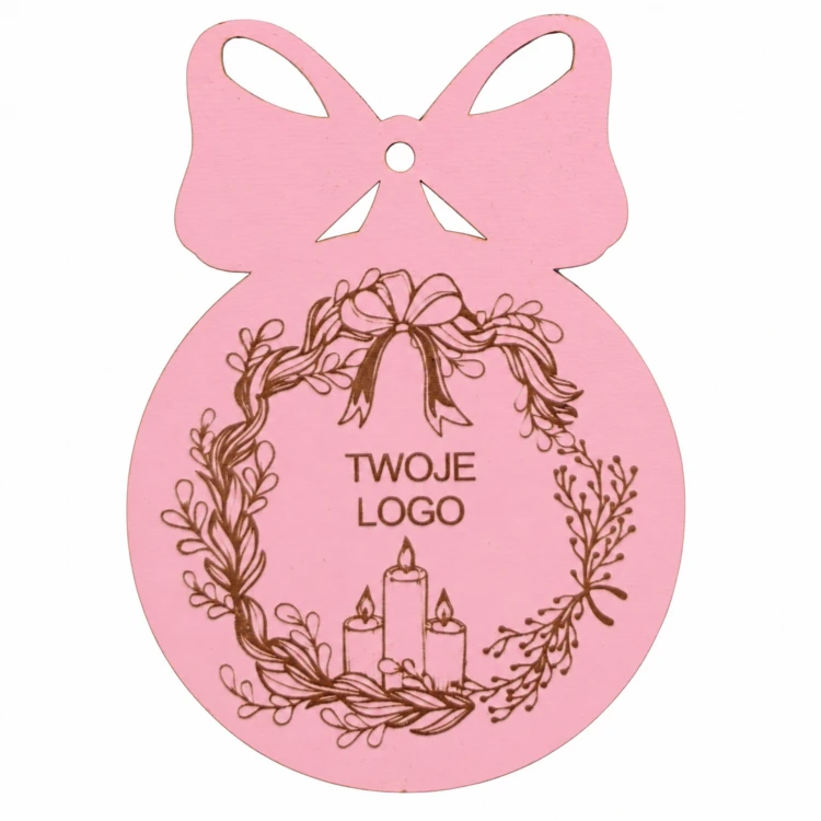 Bombka z logo firmy - Różowy HDF - P0550